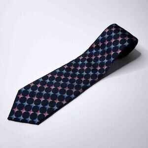 True Forum Men's Geometric Multicolor Silk Tie Classic Length